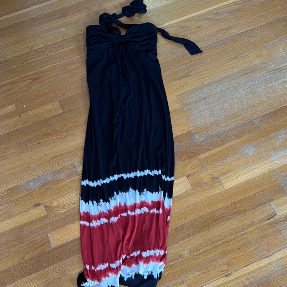 Soma:Black and Red Tie-Dye Maxi Dress- S